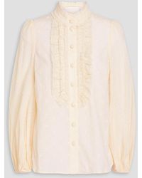 Zimmermann - Ruffled Crocheted Lace-trimmed Fil Coupé Cotton-voile Blouse - Lyst
