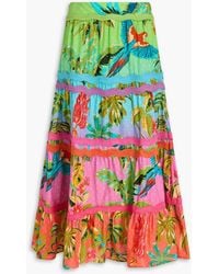 FARM Rio - Printed Swiss-Dot Cotton Midi Skirt - Lyst