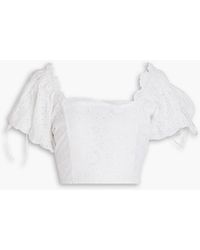 LoveShackFancy - Melina Cropped Broderie Anglaise Top - Lyst
