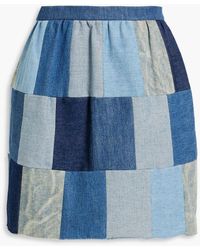RED Valentino - Patchwork Denim Mini Skirt - Lyst