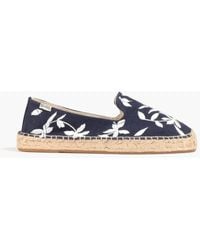 Soludos Shiloh Embroidered Canvas Espadrilles - Blue