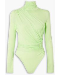 GAUGE81 - Patra Draped Neon Stretch-jersey Turtleneck Bodysuit - Lyst