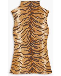 Jil Sander - Tiger-print Silk-satin Turtleneck Top - Lyst