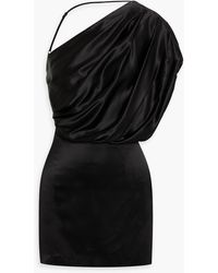 Michelle Mason - Asymmetric Draped Silk-satin Mini Dress - Lyst