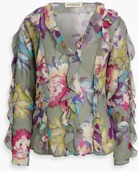 Nicholas - Ruffled Floral-Print Silk-Chiffon Blouse - Lyst