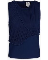 Hervé Léger - Ruched Stretch-tulle And Ponte Top - Lyst
