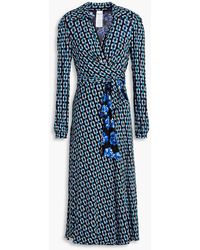 Diane von Furstenberg - Phoenix Reversible Printed Stretch-mesh Midi Wrap Dress - Lyst