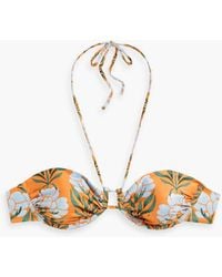 Agua Bendita - Bronce Semilla Otono Floral-print Halterneck Underwired Bikini Top - Lyst