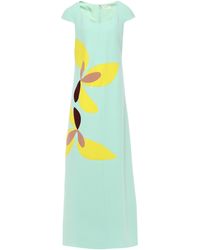 Delpozo Color-block Wool-crepe Gown Mint - Multicolour