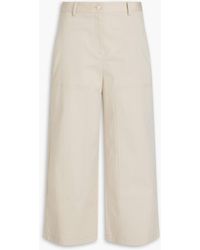 Theory - Cropped Stretch-cotton Twill Wide-leg Pants - Lyst