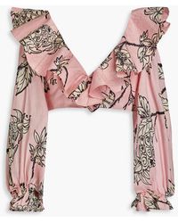LEO LIN - Cropped oberteil aus einer leinen-seidenmischung mit flammgarneffekt - Lyst