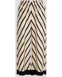 By Malene Birger - Mirabello Cropped Striped Cupro-blend Twill Wide-leg Pants - Lyst
