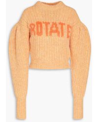 ROTATE BIRGER CHRISTENSEN - Adley Ribbed Intarsia Wool-blend Sweater - Lyst