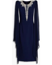 Jenny Packham - Embellished Crepe And Silk-chiffon Midi Dress - Lyst