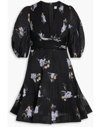 Zimmermann - Pleated Floral-Print Organza Mini Dress - Lyst