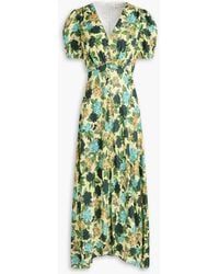 Saloni - Lea Printed Silk-Satin Jacquard Maxi Dress - Lyst