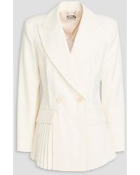 Jonathan Simkhai - Izzie Double-breasted Pleated Wool-blend Twill Blazer - Lyst