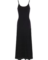 Sandro Roselyne Crochet-paneled Stretch-knit Midi Dress Black