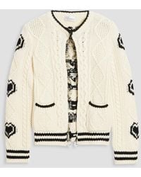 RED Valentino - Intarsia And Cable-knit Wool Cardigan - Lyst