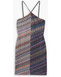 Missoni - Striped Crochet-knit Mini Dress - Lyst