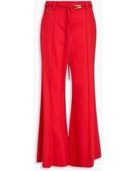 Zimmermann - Belted Wool-Blend Twill Flared Pants - Lyst