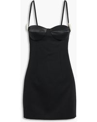 Area - Embellished Wool-Twill Mini Dress - Lyst