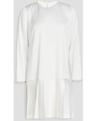 Sandro - Pleated Embellished Crepe De Chine Mini Dress - Lyst