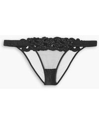 Agent Provocateur - Angelinna Crystal-embellished Guipure Lace And Satin-trimmed Tulle Briefs - Lyst