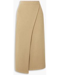 Vince - Wrap-effect Stretch-cotton And -blend Midi Skirt - Lyst