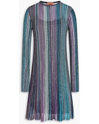 Missoni - Sequin-Embellished Metallic Striped Ribbed-Knit Mini Dress - Lyst