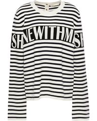 Maje Minotora Intarsia-knit Jumper Ecru - Black