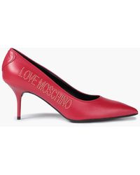 Love Moschino Studded Leather Court Shoes - Red