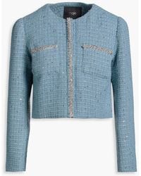 Maje - Cropped Embellished Tweed Jacket - Lyst