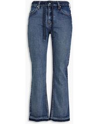RED Valentino - Belted Faded Mid-rise Kick-flare Jeans - Lyst