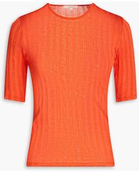 Vince - Ribbed Cotton-jersey T-shirt - Lyst