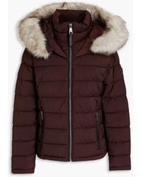 DKNY - Faux Fur-trimmed Quilted Shell Hooded Jacket - Lyst