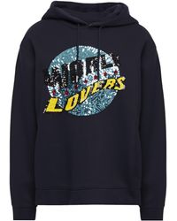 Sandro Marine Sequin-embellished Scuba Hoodie Navy - Blue