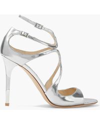 Jimmy Choo - Lang 100 Cutout Mirrored-leather Sandals - Lyst