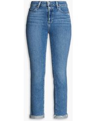 PAIGE - Cindy Cropped High-rise Slim-leg Jeans - Lyst