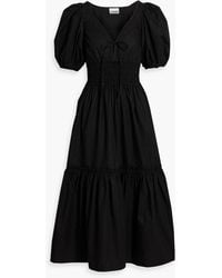 Ganni - Cotton-Poplin Midi Dress - Lyst