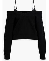 T By Alexander Wang - Cold-shoulder Ribbed Cotton-blend Sweater - Lyst