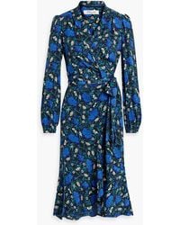 Diane von Furstenberg - Carla midi-wickelkleid aus crêpe mit floralem print - Lyst