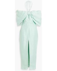 Rasario - Cold-shoulder Embellished Linen-blend Maxi Dress - Lyst