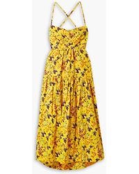 A.L.C. - Arit Tiered Open-back Printed Cotton-poplin Midi Dress - Lyst