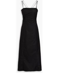 FRAME - Cutout Cotton-blend Poplin Midi Dress - Lyst