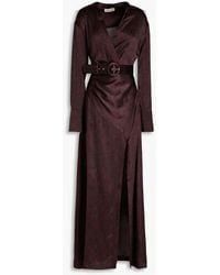 Nicholas - Electra Belted Wrap-effect Silk-satin Maxi Dress - Lyst