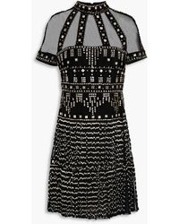 Valentino Garavani - Fringed Embellished Tulle And Suede Mini Dress - Lyst