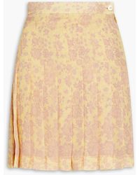 Valentino Garavani - Pleated Floral-print Silk Crepe De Chine Mini Skirt - Lyst