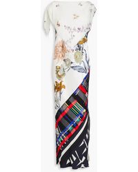 Conner Ives - Open-back Draped Printed Silk-blend Maxi Dress - Lyst