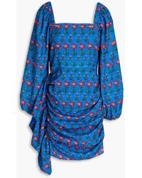 RHODE - Mina drapiertes minikleid aus crêpe de chine mit floralem print - Lyst